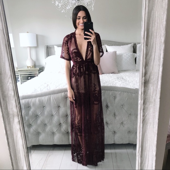 FINAL 2!!! Burgundy Lace Maxi Romper - Picture 10 of 16